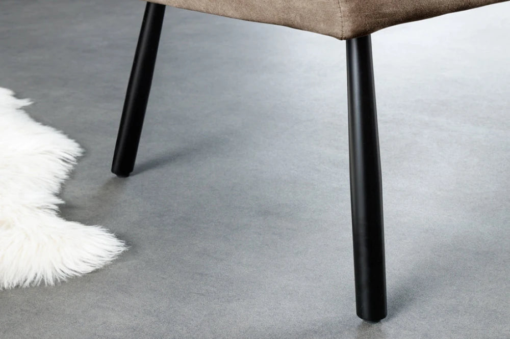 Banca din Catifea/Stofa Maro taupe si Metal Negru Hx90Lx160cm Big George