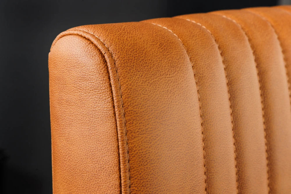 Scaun din Piele Maro cognac si Metal Negru Hx88Lx55xA63cm Big Aston