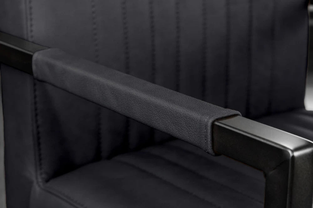 Scaun din Piele Negru si Metal Negru Hx88Lx55xA63cm Big Aston