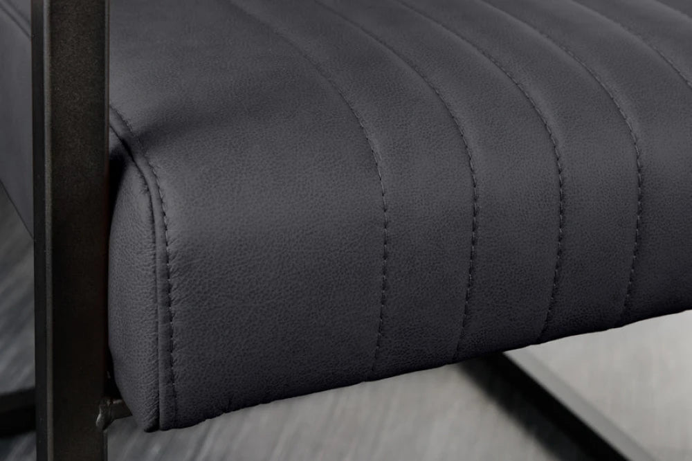 Scaun din Piele Negru si Metal Negru Hx88Lx55xA63cm Big Aston