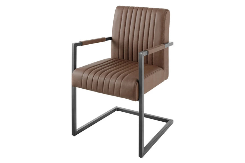 Scaun din Piele Maro si Metal Negru Hx88Lx55xA63cm Big Aston