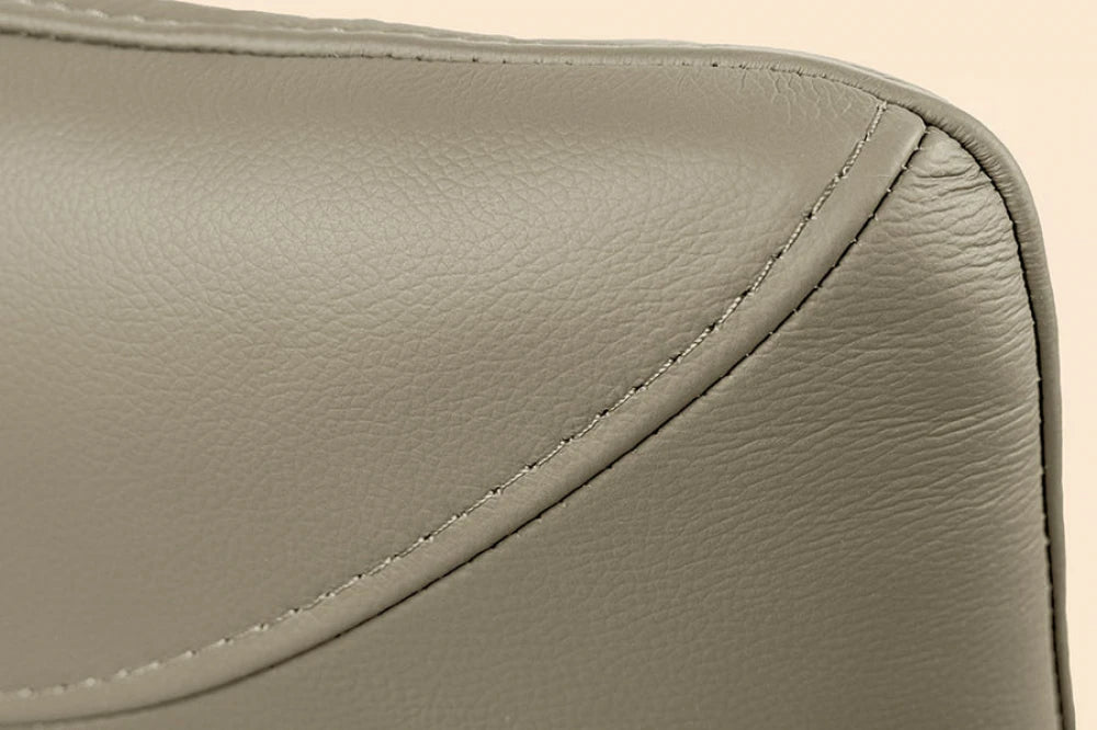 Set 2 scaune rotative din Piele Maro taupe si Metal Negru Hx86Lx64xA64cm Signature