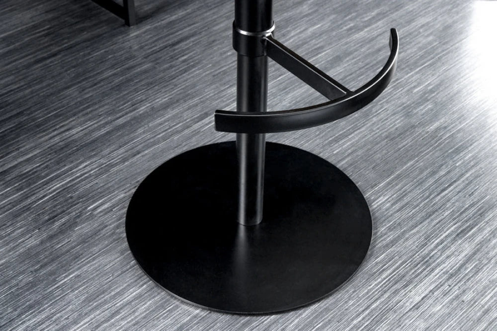 Scaun de bar rotativ cu inaltime reglabila din Piele natura/Microfibra Gri antracit si Metal Negru Hx94-114Lx53xA66cm Big George