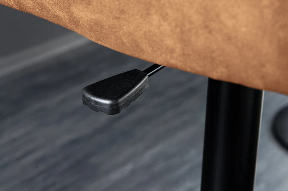 Scaun de bar rotativ cu inaltime reglabila din Piele natura/Microfibra Gri antracit si Metal Negru Hx94-114Lx53xA66cm Big George
