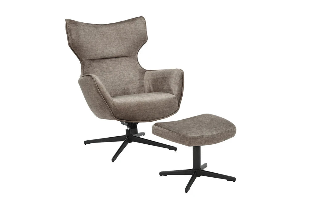 Fotoliu din Catifea Maro taupe si Metal Negru Hx100Lx73xA100cm Vogue