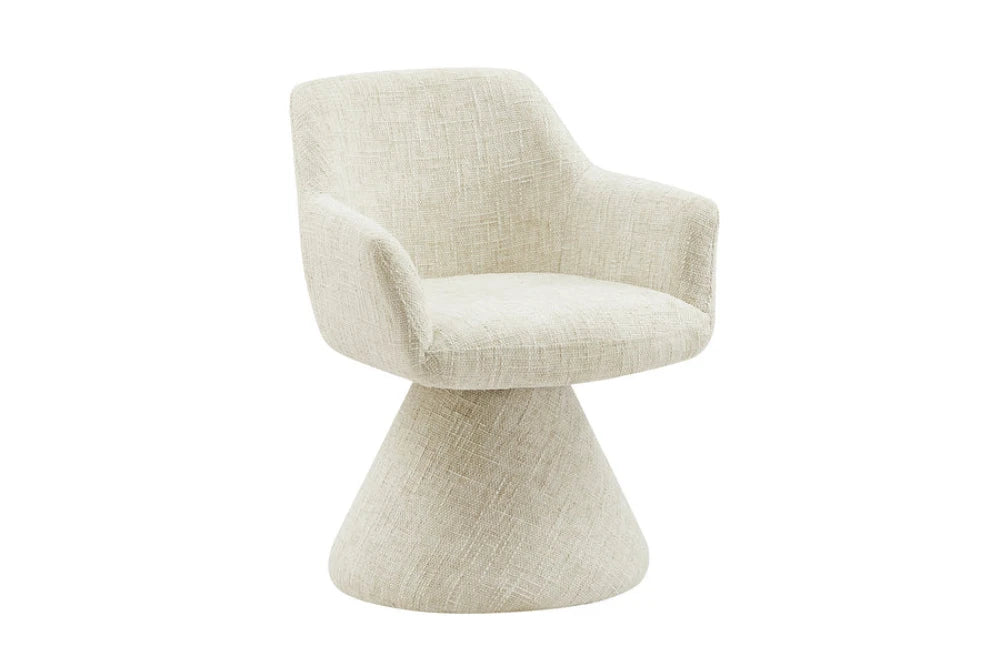 Scaun pivotant din Chenille Bej si Metal/Lemn Bej Hx79Lx61xA62cm Ambiento