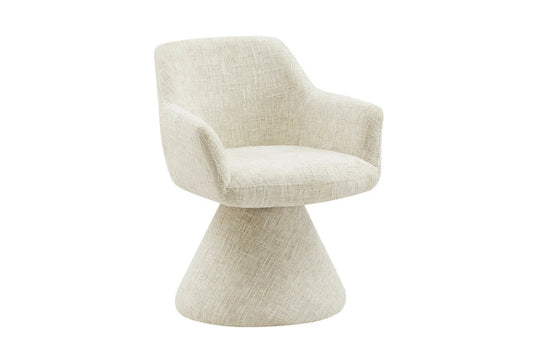 Scaun pivotant din Chenille Bej si Metal/Lemn Bej Hx79Lx61xA62cm Ambiento