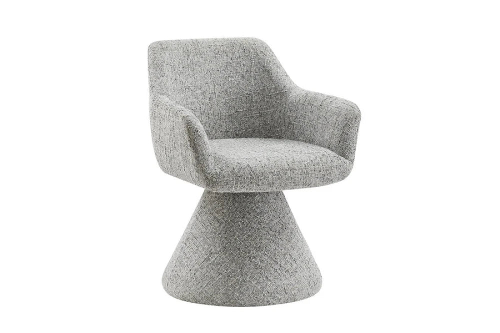 Scaun pivotant din Chenille Gri si Metal/Lemn Gri Hx79Lx61xA62cm Ambiento