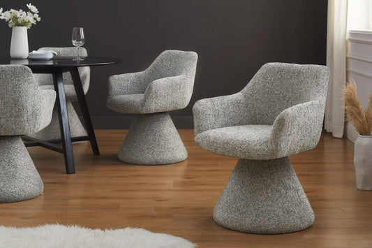 Scaun pivotant din Chenille Gri si Metal/Lemn Gri Hx79Lx61xA62cm Ambiento