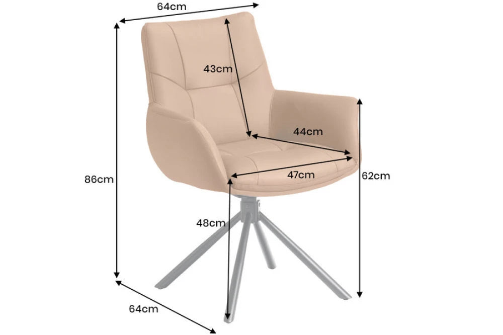 Set 2 scaune pivotante din Piele Maro cognac si Metal Negru Hx86Lx64xA64cm Signature