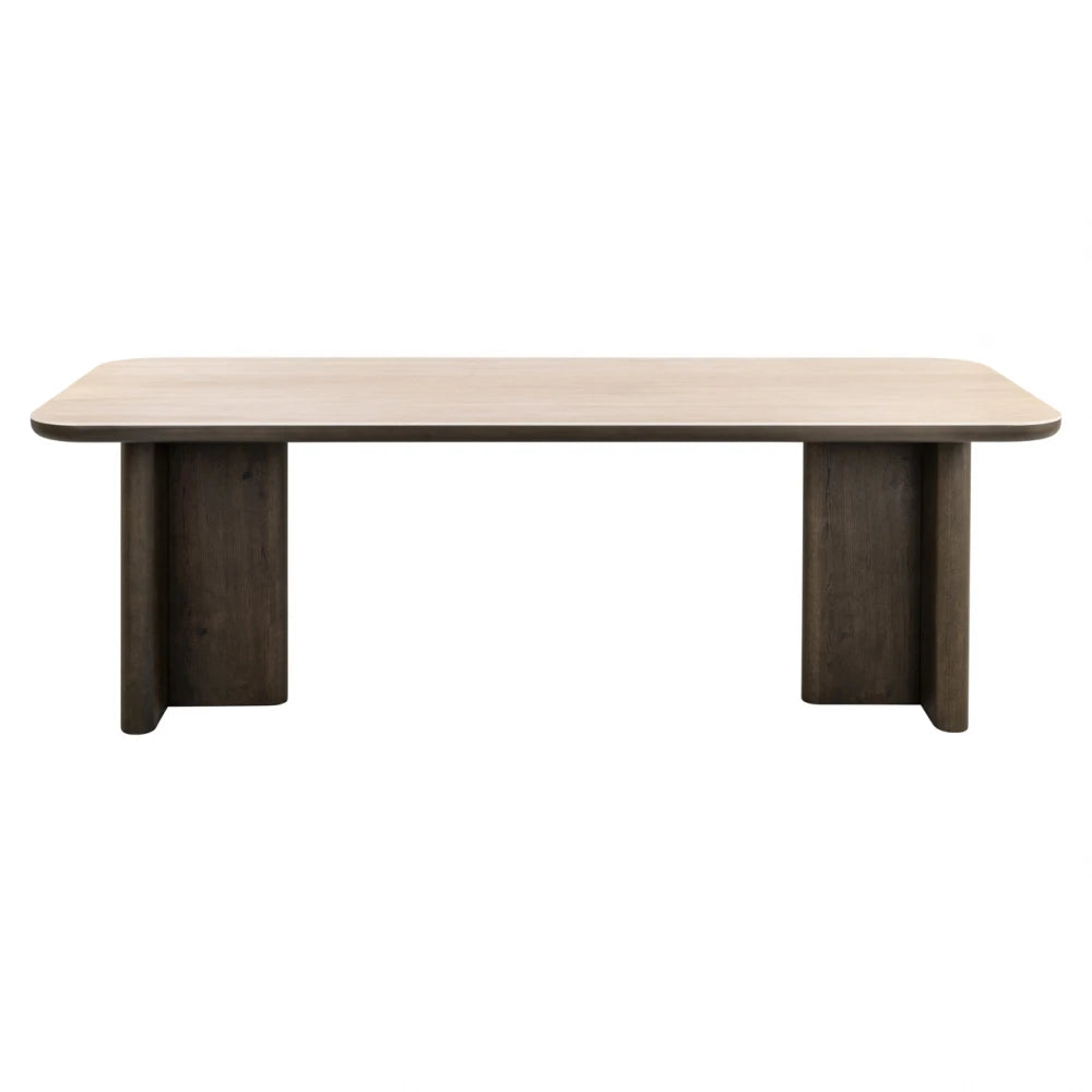 Masa Dreptunghiulara de 6 persoane din MDF/Furnir de stejar Maro/Bej si Ceramica Travertin L230xH77cm Nando Richmond Interiors
