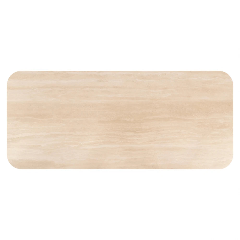 Masa Dreptunghiulara de 6 persoane din MDF/Furnir de stejar Maro/Bej si Ceramica Travertin L230xH77cm Nando Richmond Interiors