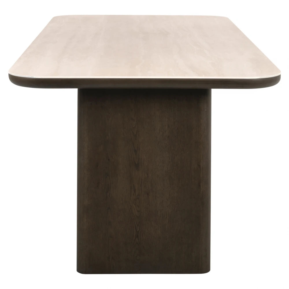 Masa Dreptunghiulara de 6 persoane din MDF/Furnir de stejar Maro/Bej si Ceramica Travertin L230xH77cm Nando Richmond Interiors