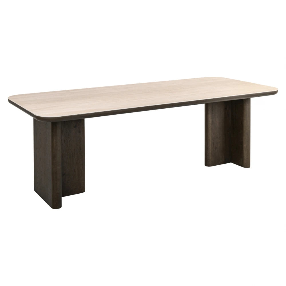 Masa Dreptunghiulara de 6 persoane din MDF/Furnir de stejar Maro/Bej si Ceramica Travertin L230xH77cm Nando Richmond Interiors