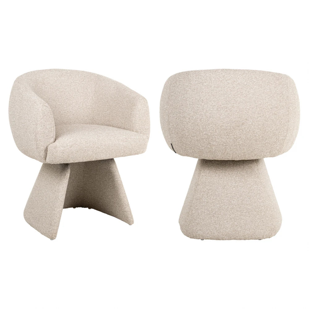 Scaun rotativ tapitat cu Chenille Bej si picioare din Metal Bej H77xL65xA63cm Quiriro