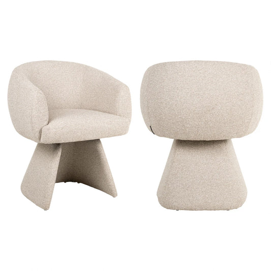 Scaun rotativ tapitat cu Chenille Bej si picioare din Metal Bej H77xL65xA63cm Quiriro