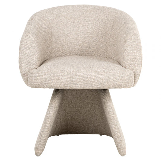 Scaun rotativ tapitat cu Chenille Bej si picioare din Metal Bej H77xL65xA63cm Quiriro