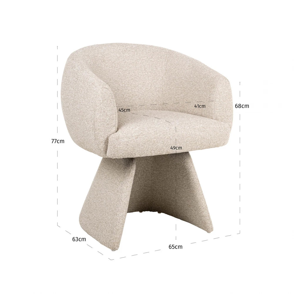 Scaun rotativ tapitat cu Chenille Bej si picioare din Metal Bej H77xL65xA63cm Quiriro