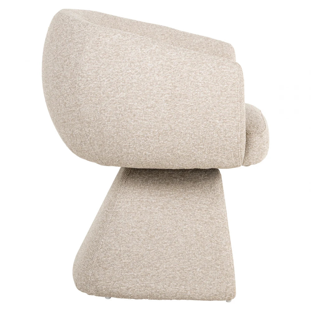 Scaun rotativ tapitat cu Chenille Bej si picioare din Metal Bej H77xL65xA63cm Quiriro