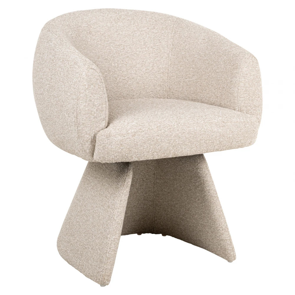 Scaun rotativ tapitat cu Chenille Bej si picioare din Metal Bej H77xL65xA63cm Quiriro