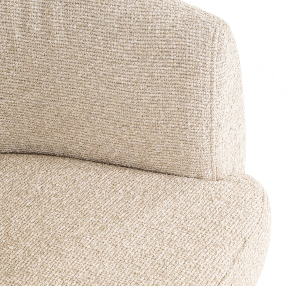Scaun rotativ tapitat cu Chenille Bej si picioare din Metal Bej H77xL65xA63cm Quiriro