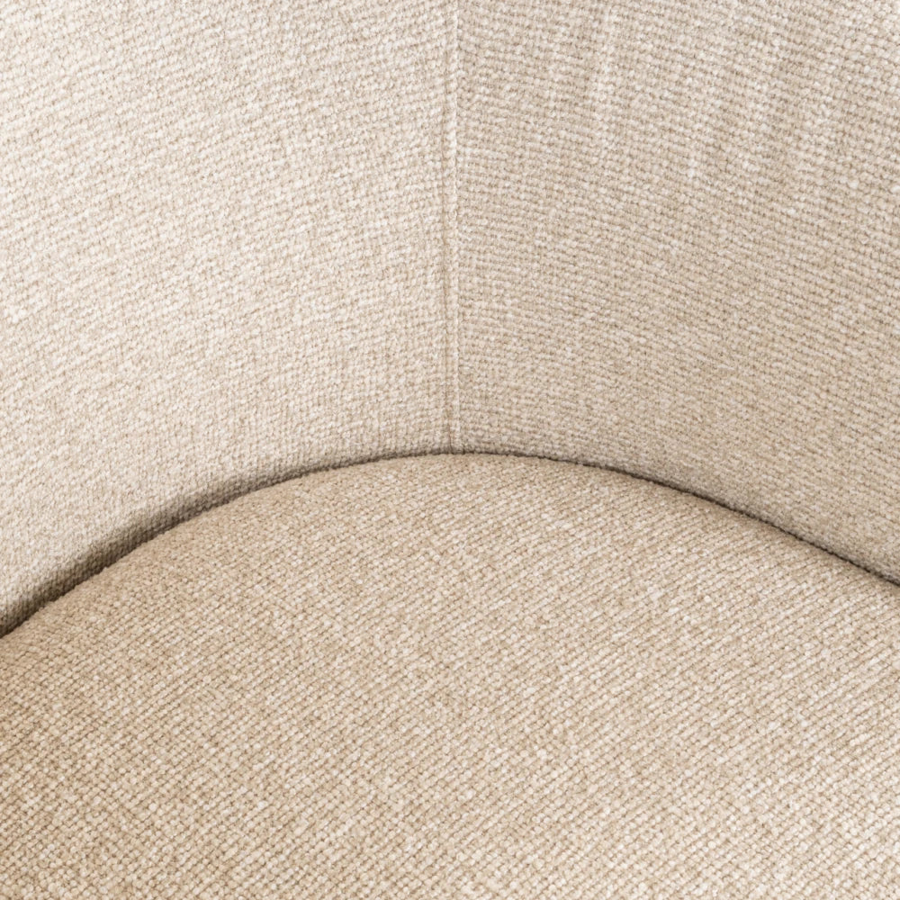 Scaun rotativ tapitat cu Chenille Bej si picioare din Metal Bej H77xL65xA63cm Quiriro