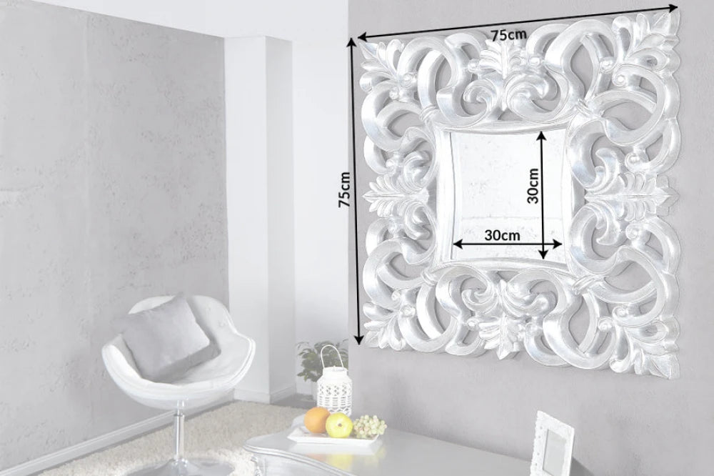 Oglinda cu rama din Polirasina Argintiu H75xL75cm Venice Barock