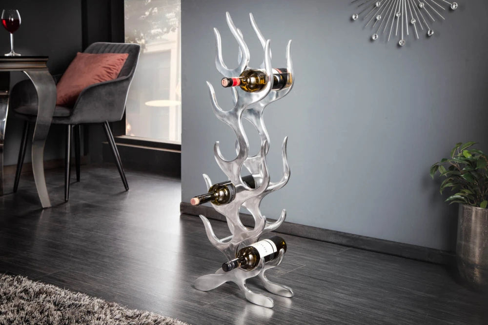 Suport pentru depozitarea sticlelor de vin din Aluminiu Argintiu H93xL32cm Flames