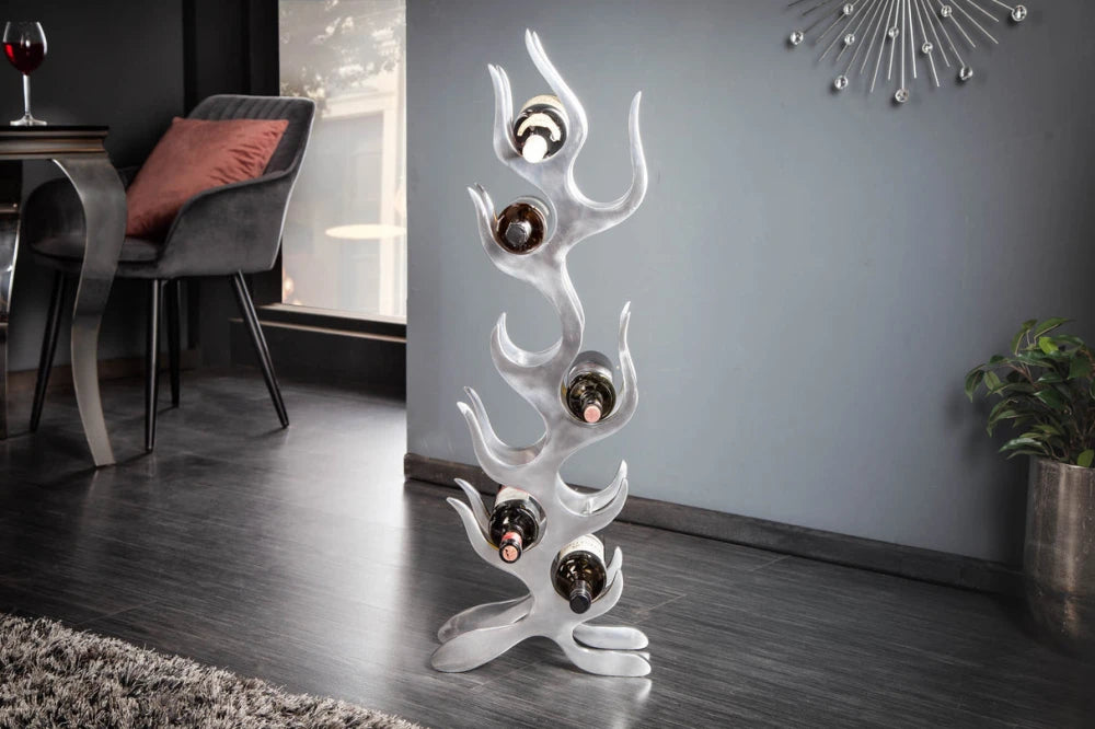 Suport pentru depozitarea sticlelor de vin din Aluminiu Argintiu H93xL32cm Flames