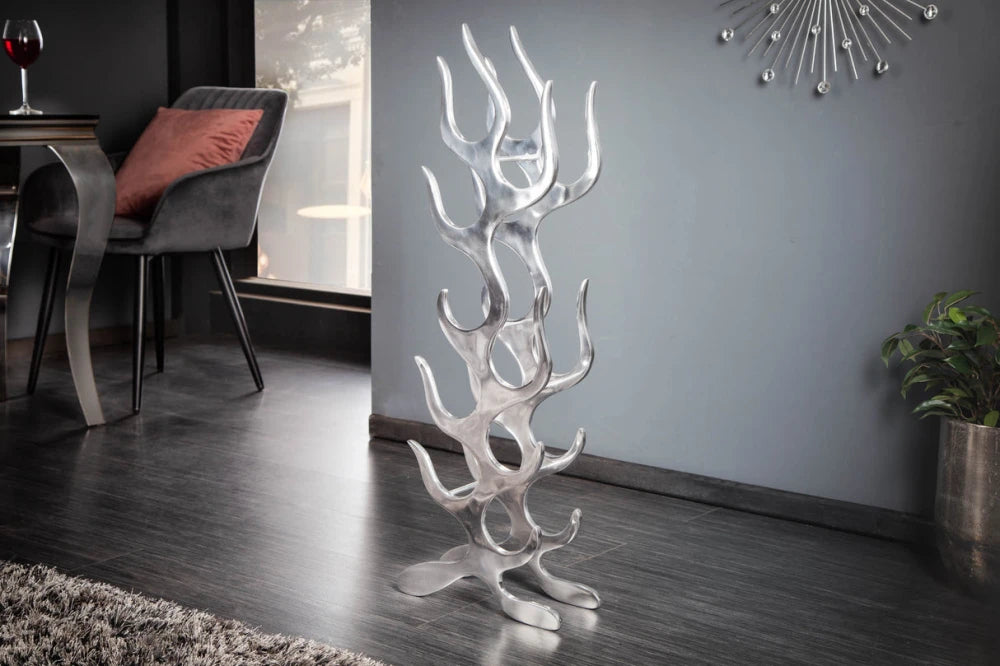 Suport pentru depozitarea sticlelor de vin din Aluminiu Argintiu H93xL32cm Flames