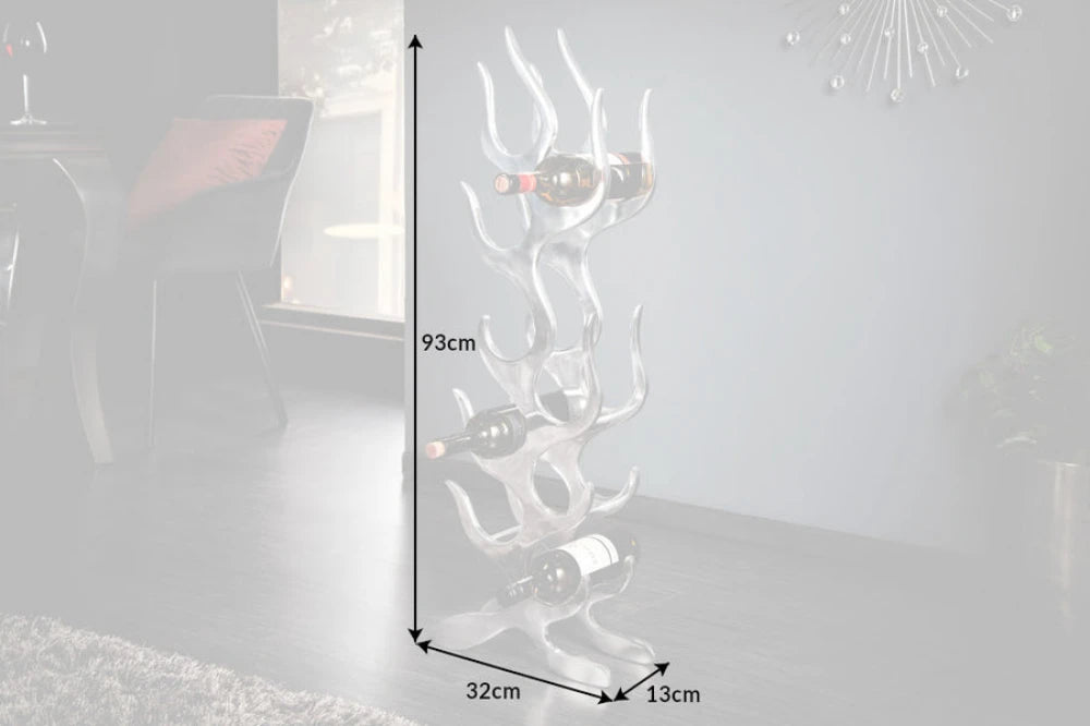 Suport pentru depozitarea sticlelor de vin din Aluminiu Argintiu H93xL32cm Flames