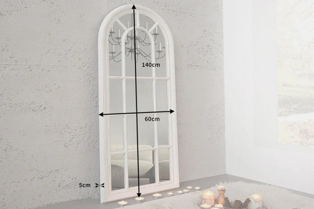 Oglinda cu rama din Lemn Alb H140xL60cm Castillo