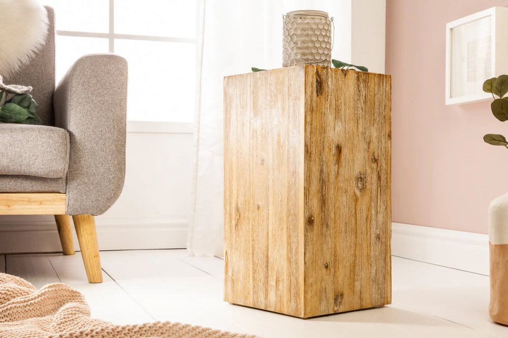 Coloana decorativa din Lemn de salcam Maro H50xL26cm Columna