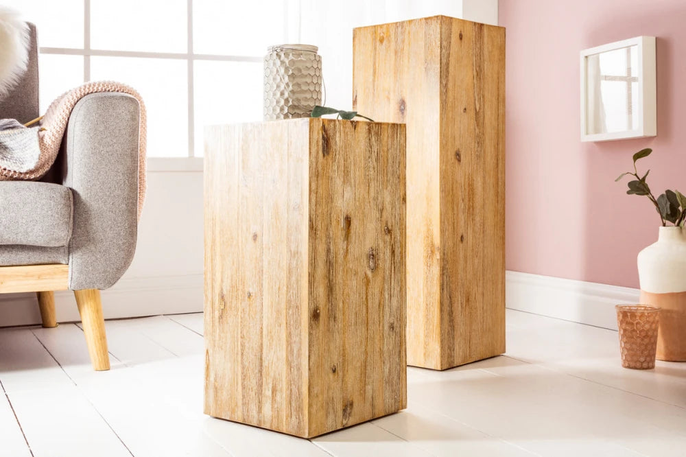 Coloana decorativa din Lemn de salcam Maro H50xL26cm Columna