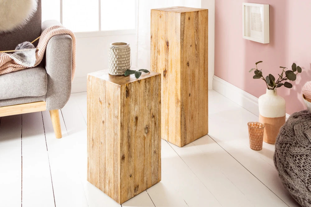Coloana decorativa din Lemn de salcam Maro H75xL27cm Columna