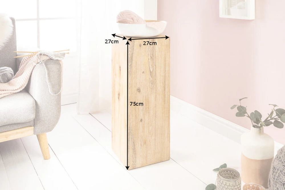 Coloana decorativa din Lemn de salcam Maro H75xL27cm Columna