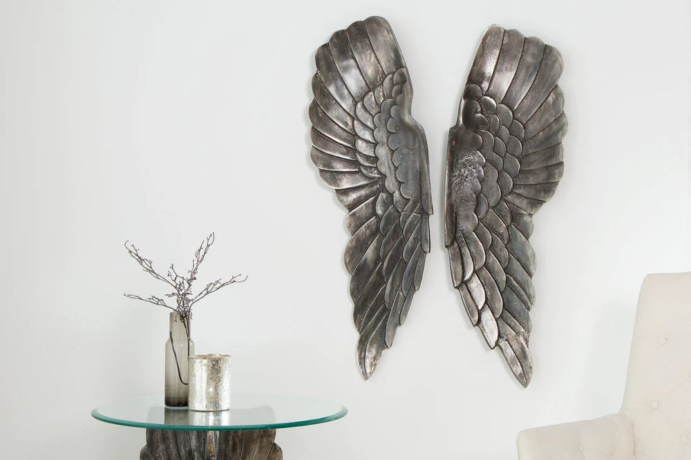 Set apripi decorative de perete din Aluminiu Argintiu H65xL20cm Fallen Angel