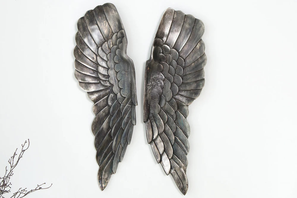 Set apripi decorative de perete din Aluminiu Argintiu H65xL20cm Fallen Angel