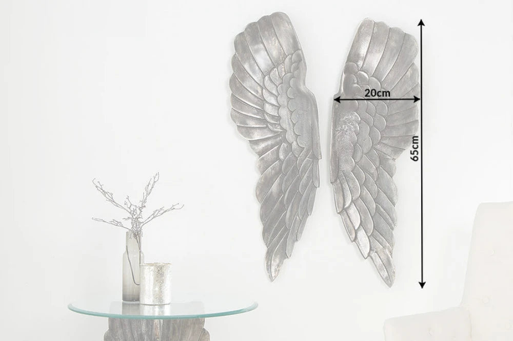 Set apripi decorative de perete din Aluminiu Argintiu H65xL20cm Fallen Angel
