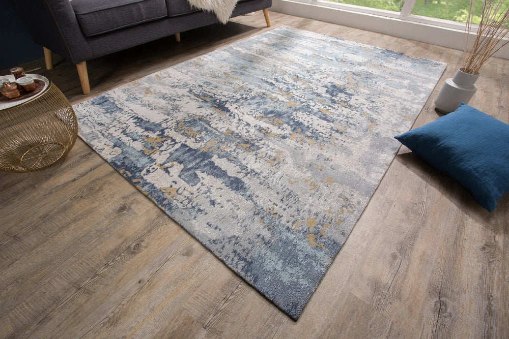 Covor din bumbac/ poliester Albastru L240cm Abstrakt