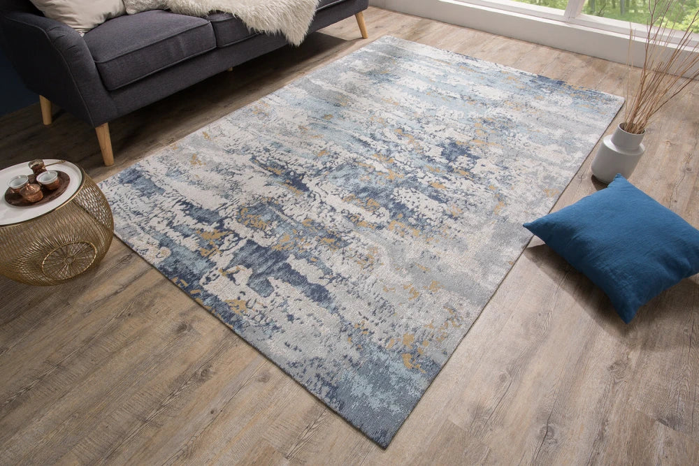 Covor din bumbac/ poliester Albastru L240cm Abstrakt