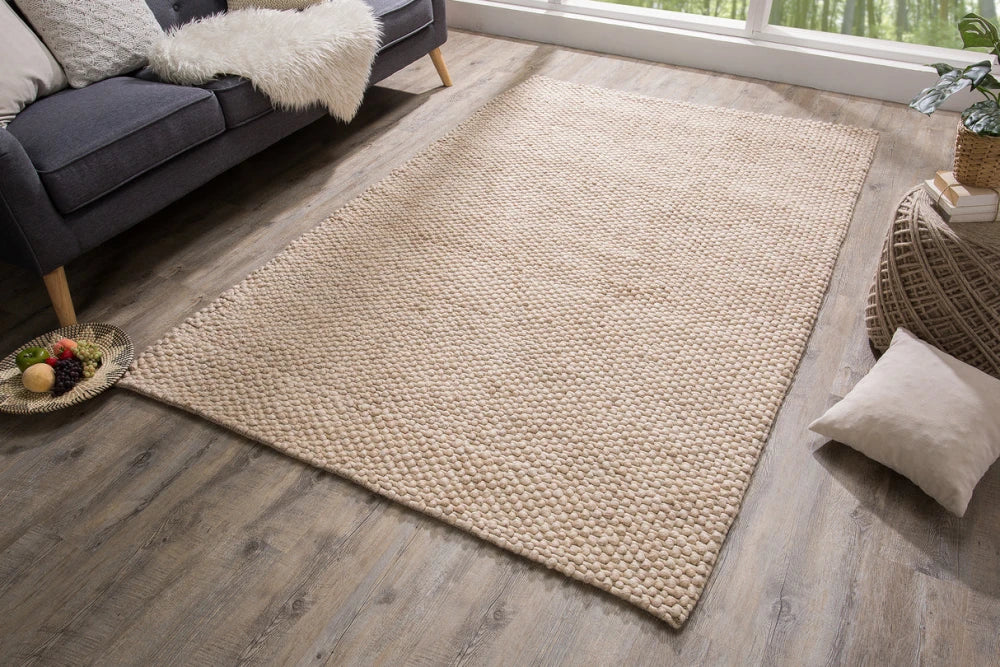 Covor din Lana/Poliester Bej L240cm Wool
