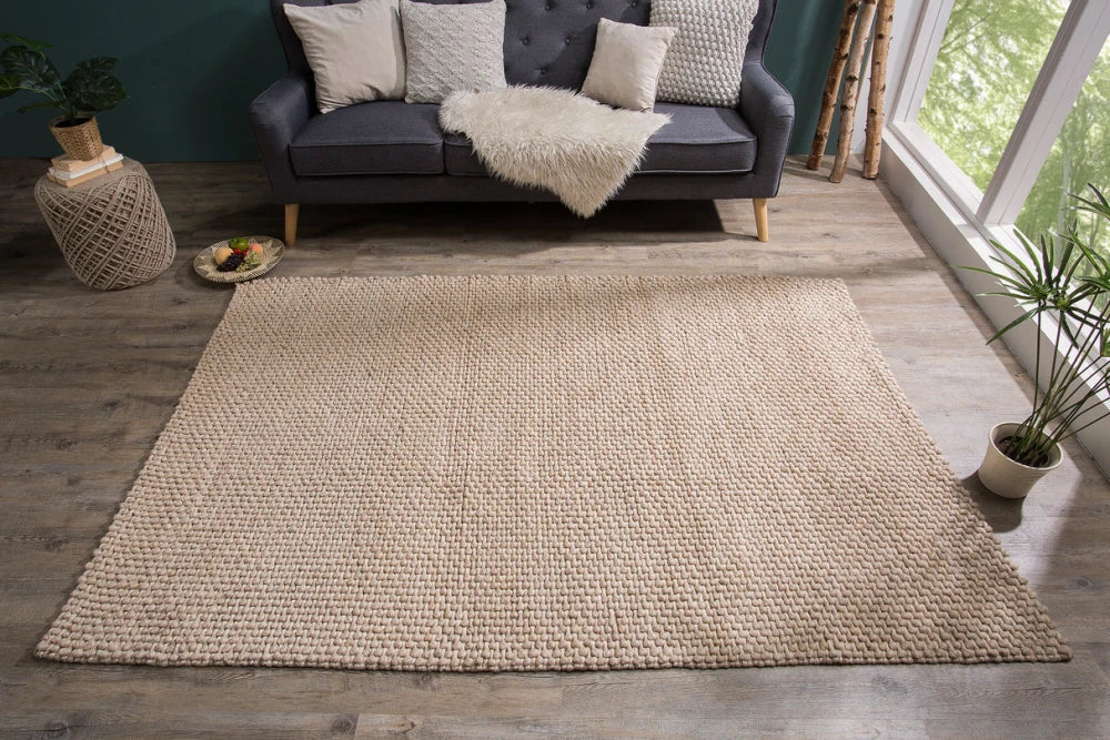Covor din Lana/Poliester Bej L240cm Wool