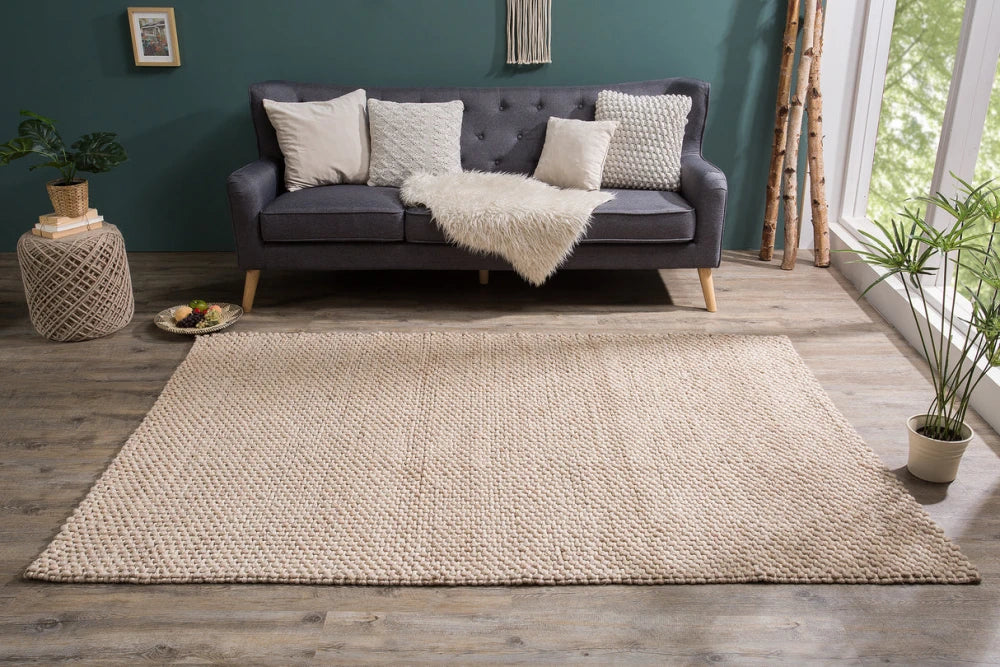 Covor din Lana/Poliester Bej L240cm Wool