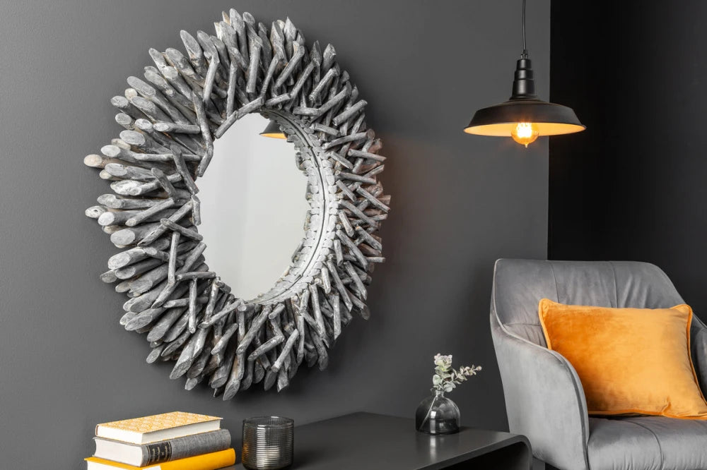 Oglinda cu rama din Lemn Gri D80cm Riverside