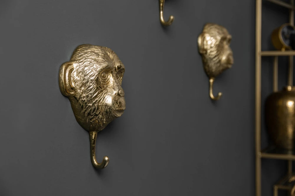 Set 3 cuiere decorative din Metal Auriu H25xL20cm Three Apes