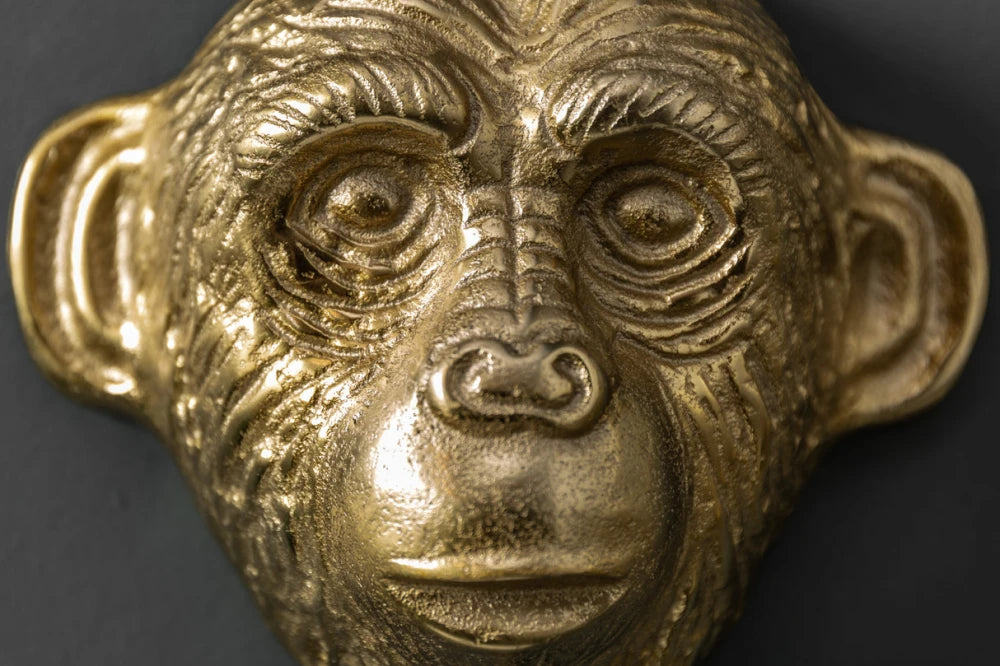Set 3 cuiere decorative din Metal Auriu H25xL20cm Three Apes