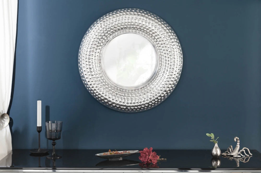 Oglinda cu rama din Aluminiu Argintiu D60cm Orient