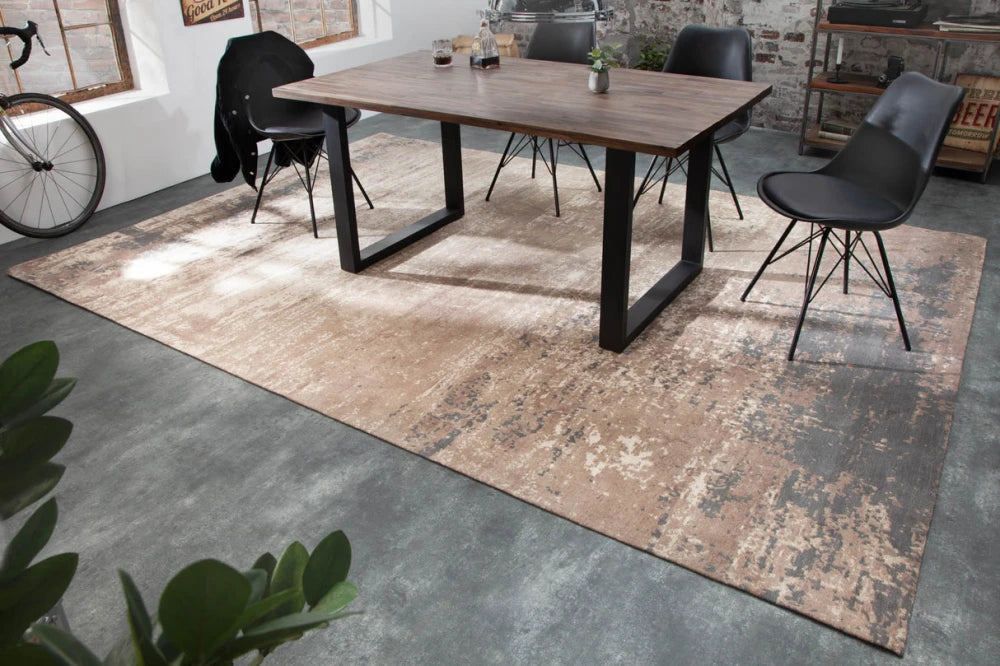 Covor din Bumbac/Poliester Gri/Bej L350cm Modern Art