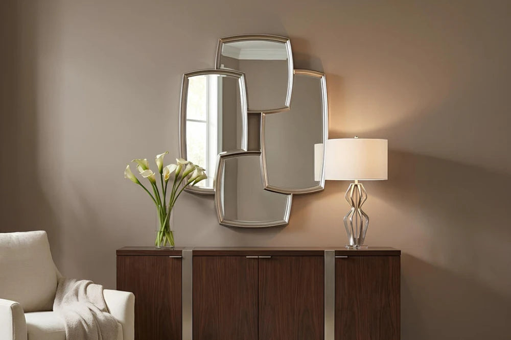 Oglinda cu rama din Poliuretan/MDF Argintiu L70xH90cm QUADRA